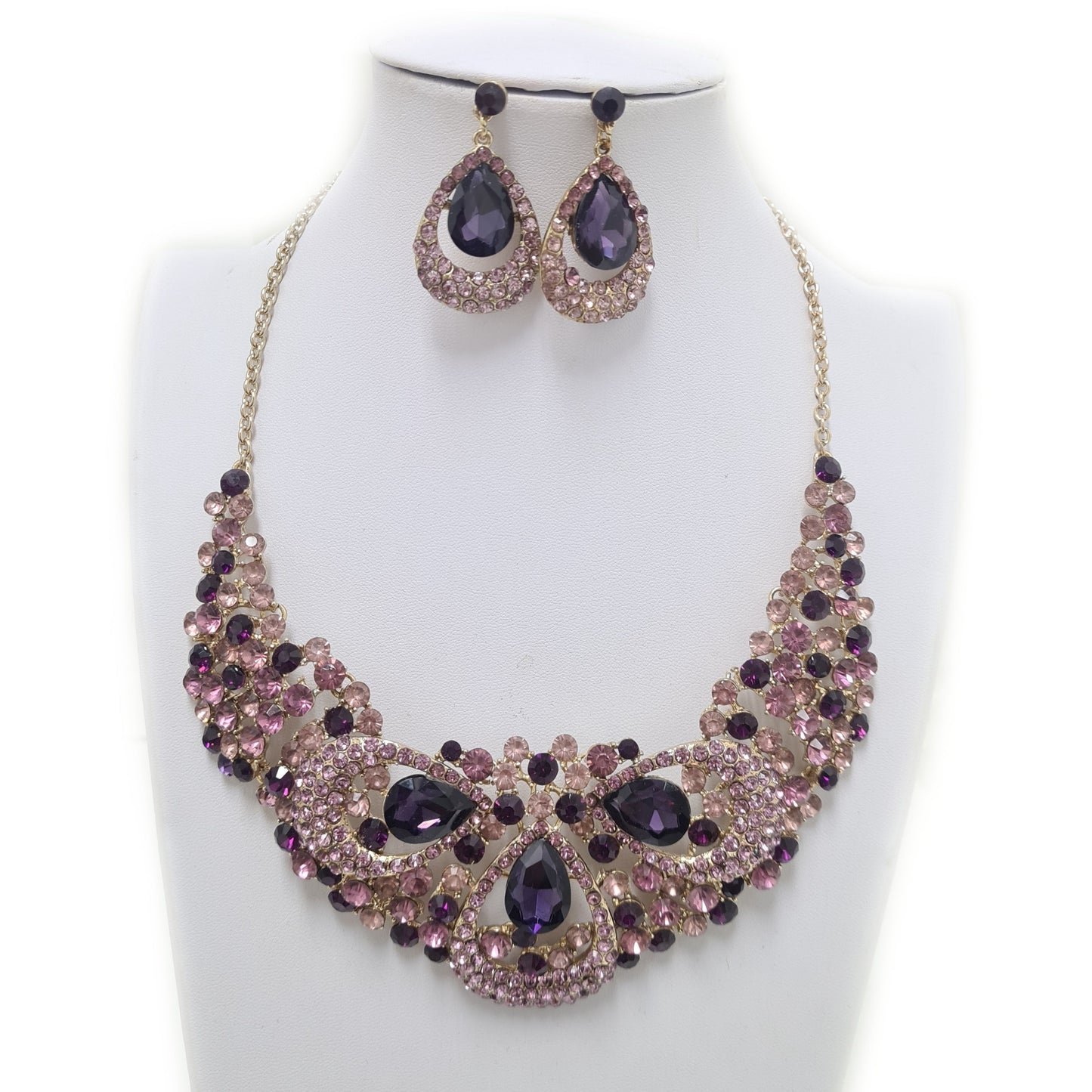 Purple Rhinestone Jewellery Set