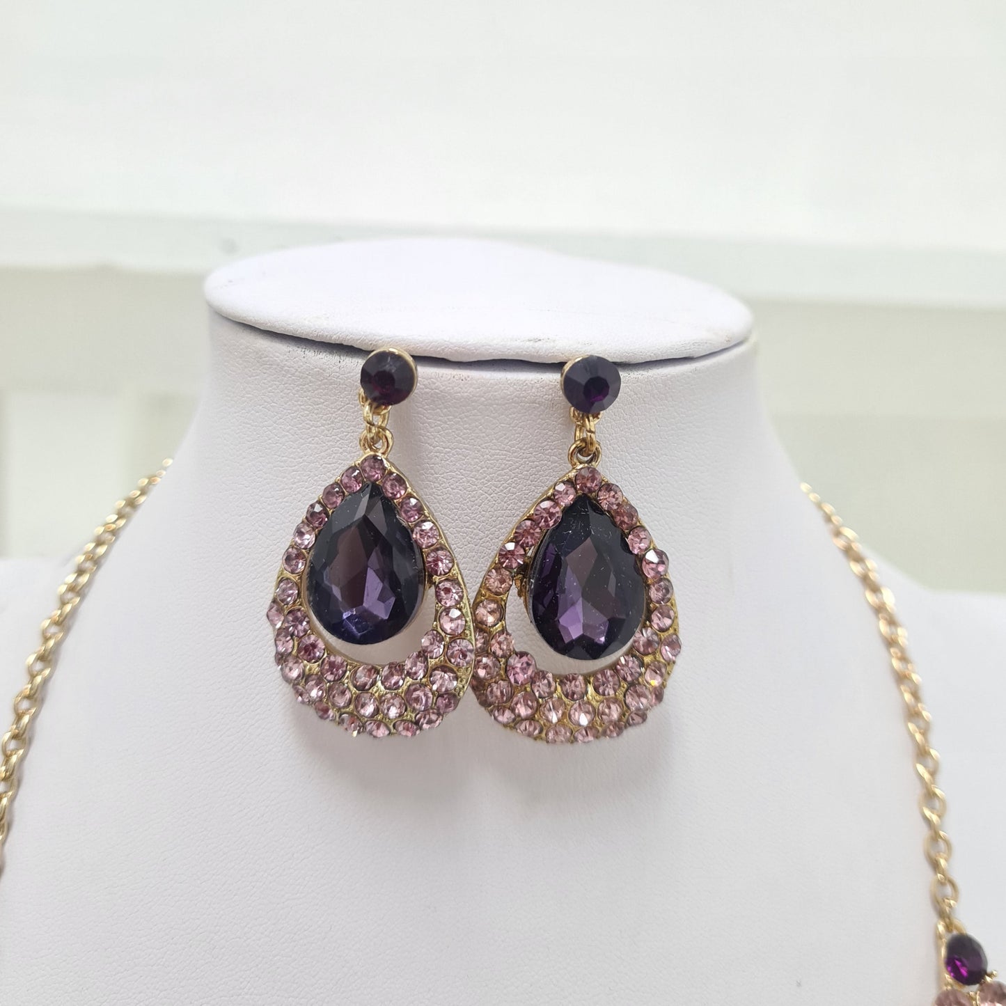 Purple Rhinestone Jewellery Set