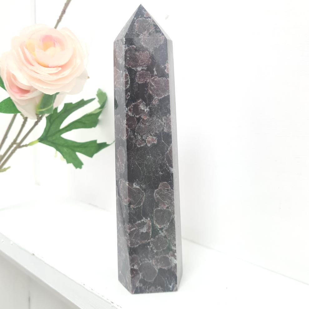 Arfvedsonite with Garnet Gemstone Tower