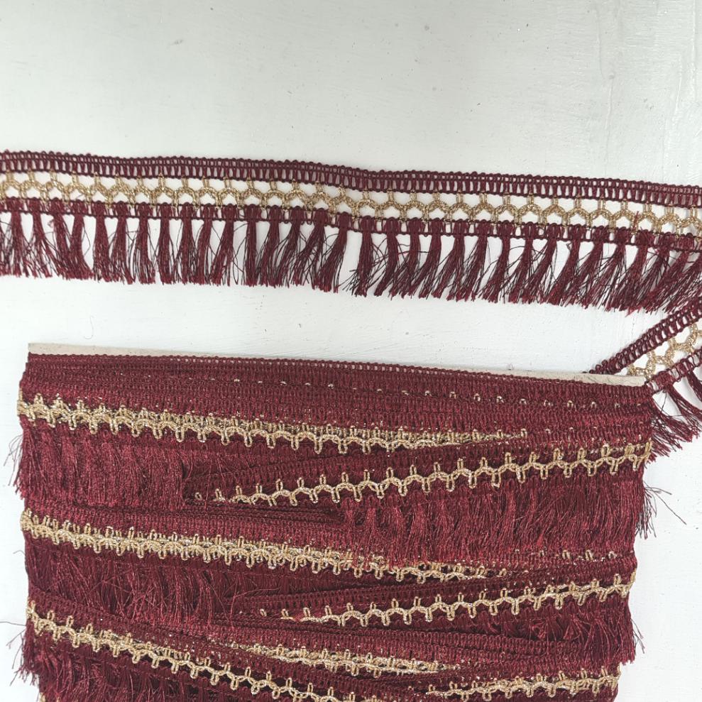 Maroon Red Tassel Trim