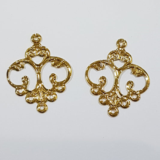 2pc Gold Chandelier Earring Findings