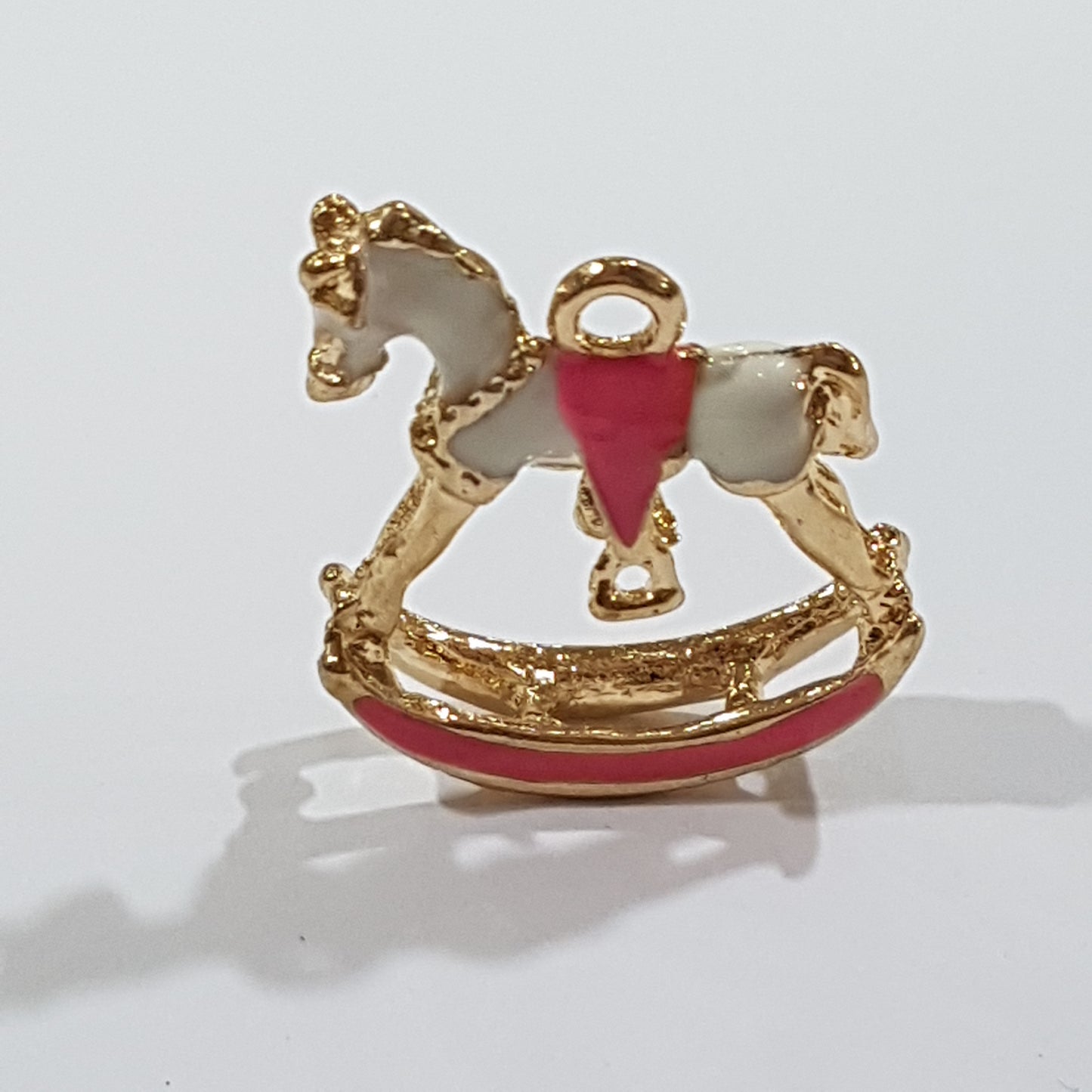 Bright Pink Enamel Rocking Horse Charm