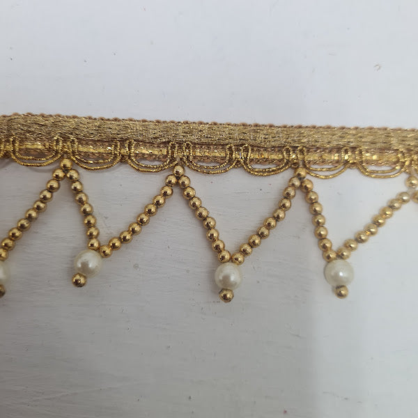 Delicate Gold & Pearl Fringe Trim