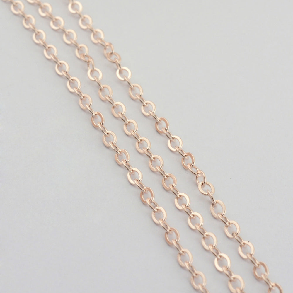 1M Flat Oval Rose Gold Chain