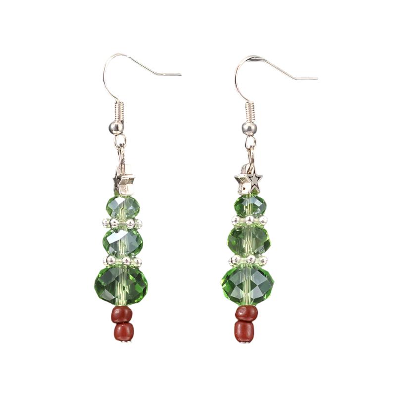 Christmas Tree Beaded Earrings