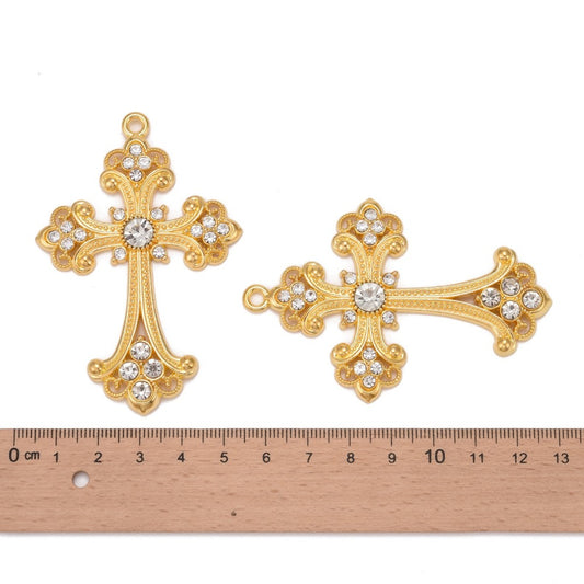 Gold Rhinestone Cross Pendant