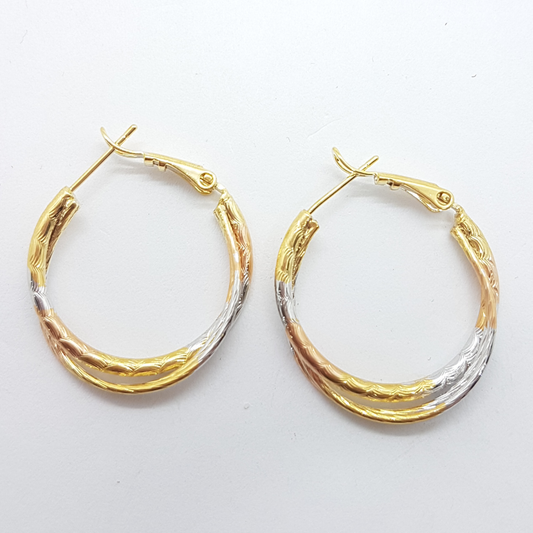 Tri Colour Small Hoop Earrings