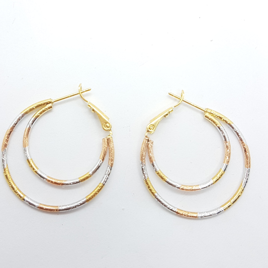 Tri Colour Hoop Earrings