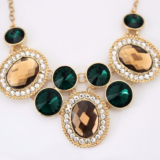 Gold and Green Statement Necklace