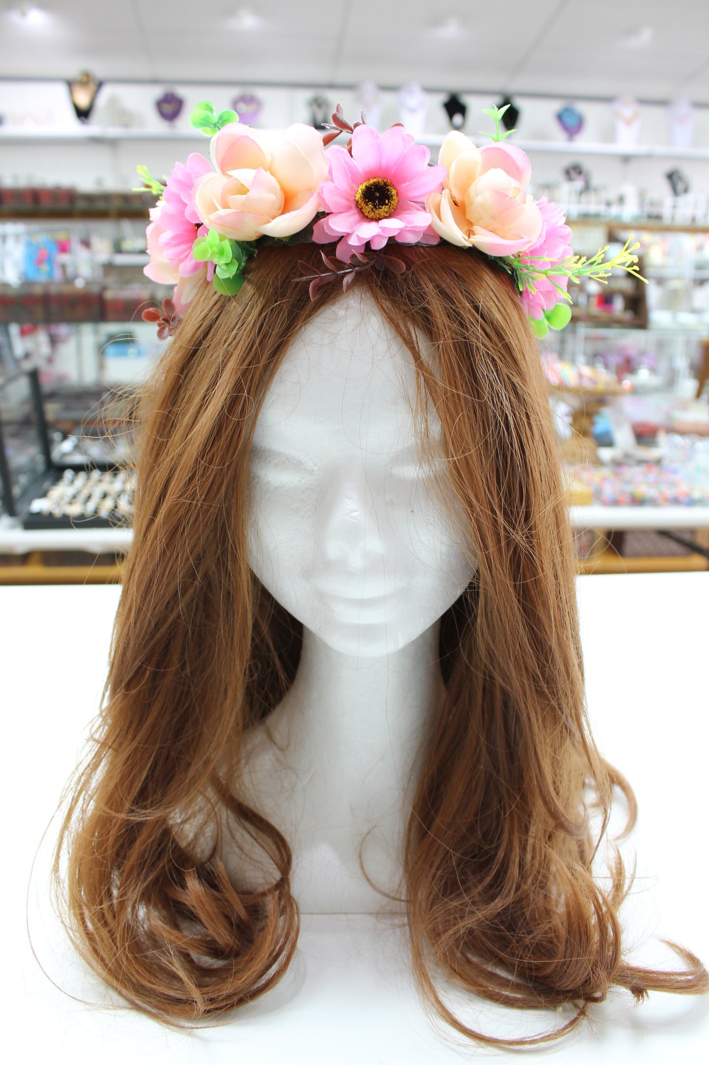 Pink Peach Floral Hair Crown