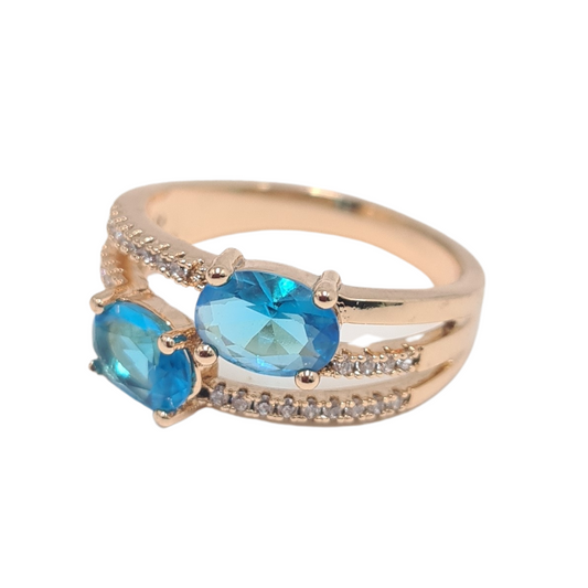 Blue CZ Double Oval Ring