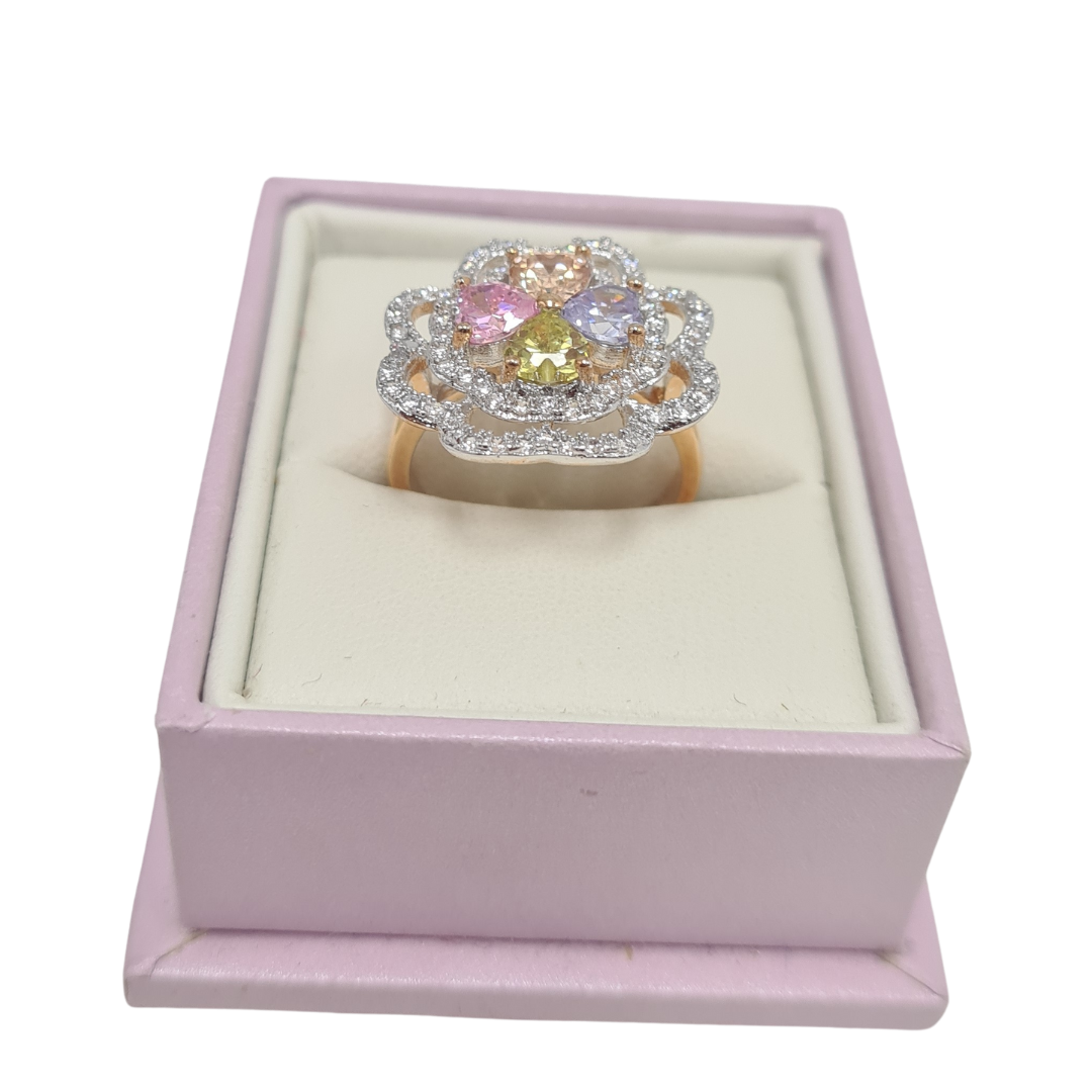 Large Flower CZ Statement Ring