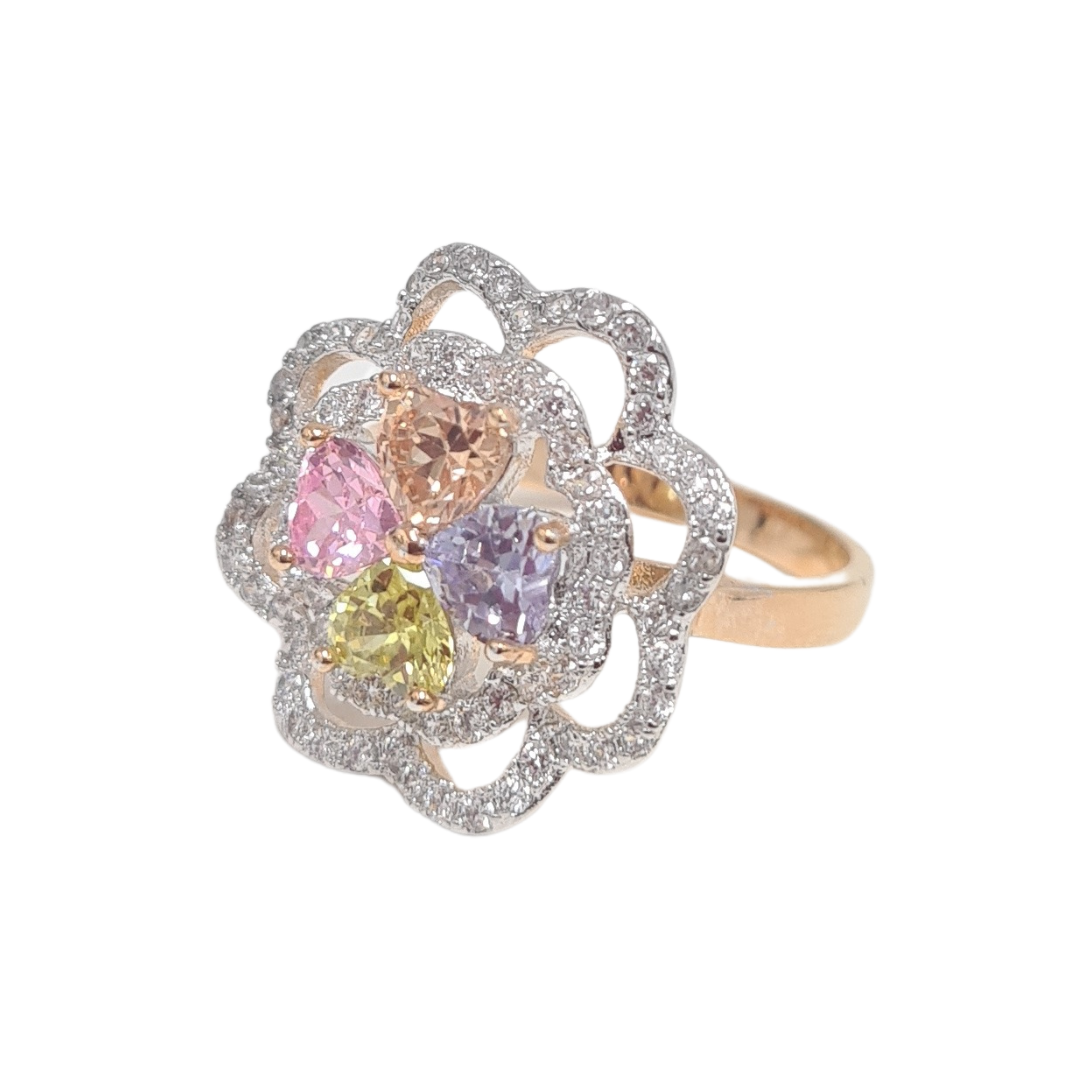 Large Flower CZ Statement Ring