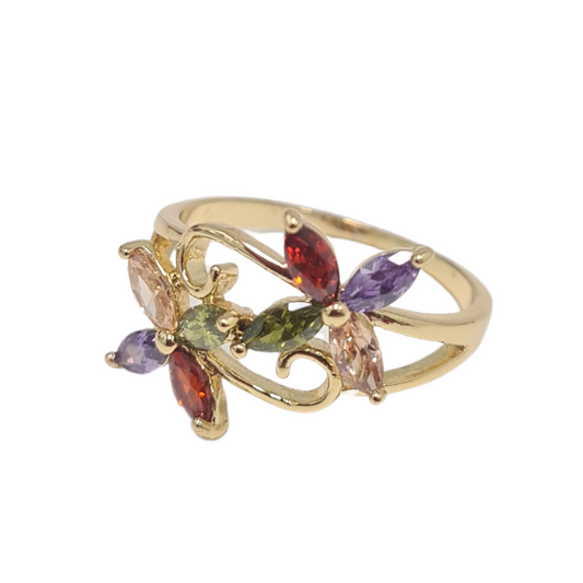 Mutli Colour Floral CZ Ring