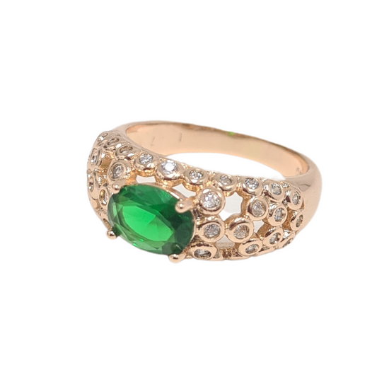 Green Oval CZ Ring