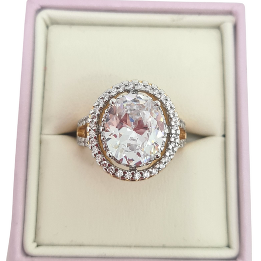 CZ Halo Statement Ring