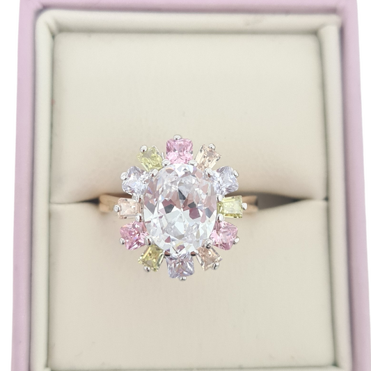 CZ Oval Statement Cocktail Ring