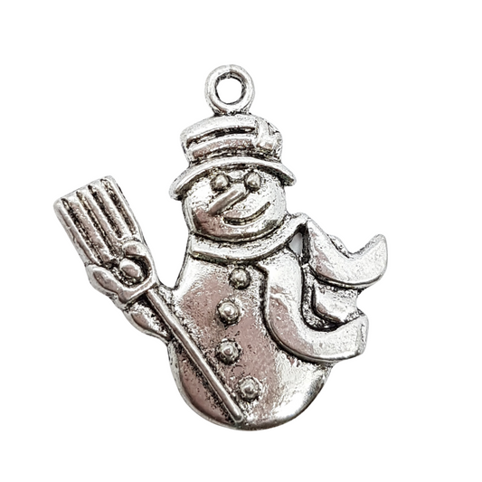 Antique Silver Snowman Charm