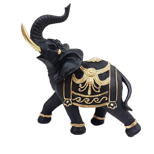 Black and Gold Resin Elephant