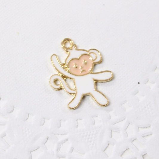 White Enamel Monkey Charm